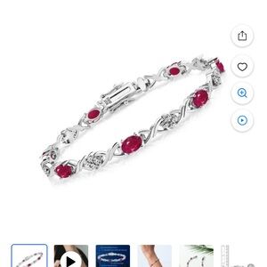Elegant Silver and Red Gemstone Bracelet